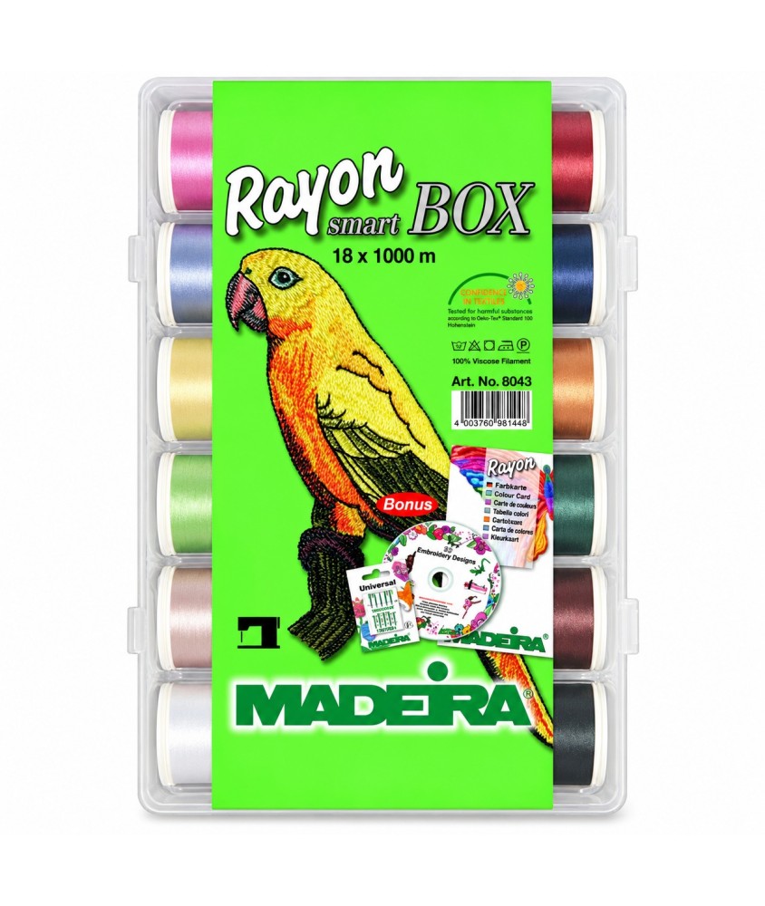 SmartBox de 18 Fils à Broder Rayon n°40 1000 m + Aiguille - Madeira - vue de face sur fond blanc