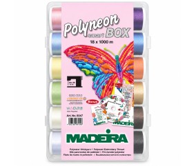 SmartBox de 18 Fils à Broder Polyneon n°40 1000 m + Aiguille - Madeira - vue de face sur fond blanc