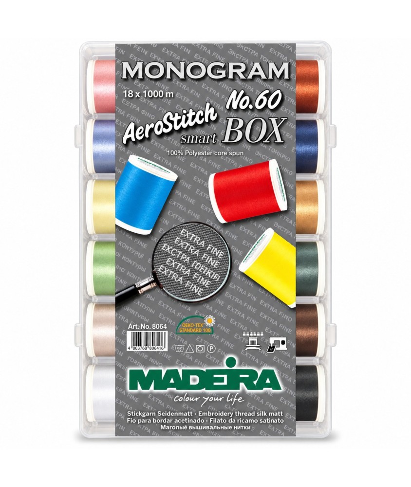 SmartBox Monogram 18 Fils Aerostitch n°60 1000 m - Madeira - vue de face sur fond blanc