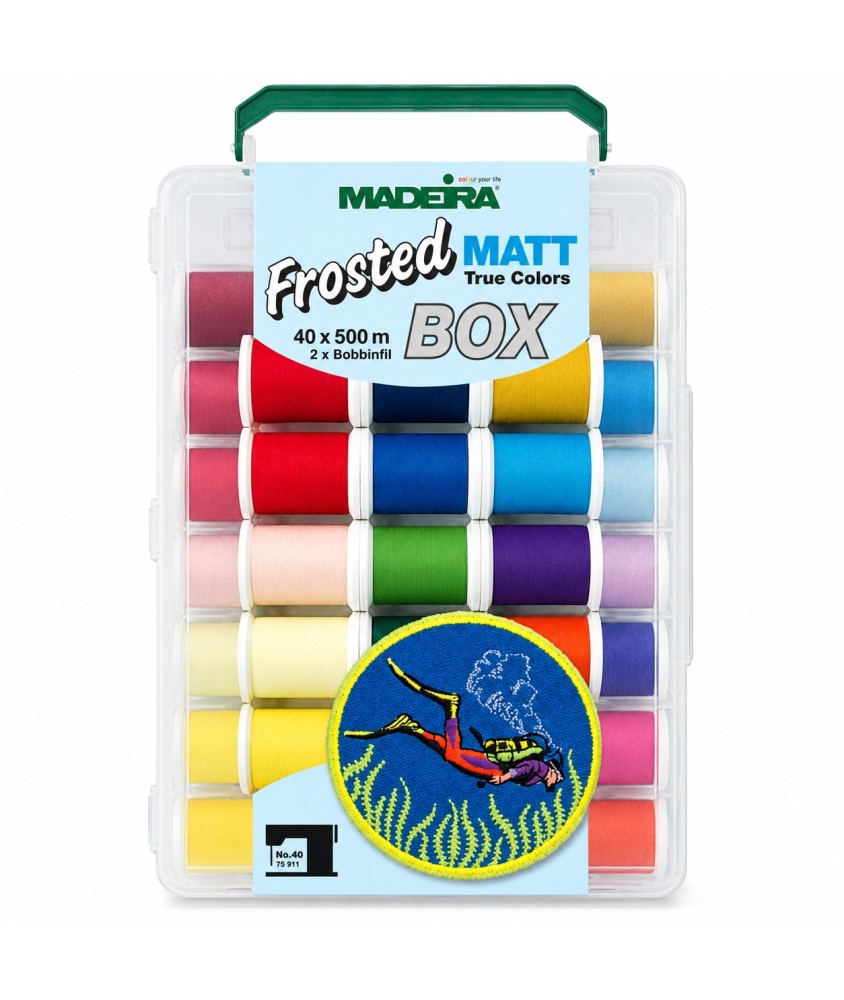 Valise de 40 Fils à Broder Frosted Matt n°40 500 m - Madeira - vue de face sur fond blanc