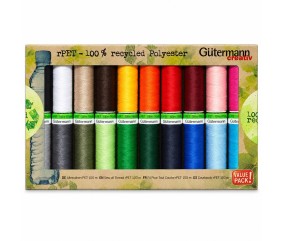 Coffret de 20 Fils pour Tout Coudre Recyclés rPET 100 m - Gütermann - vue de détail