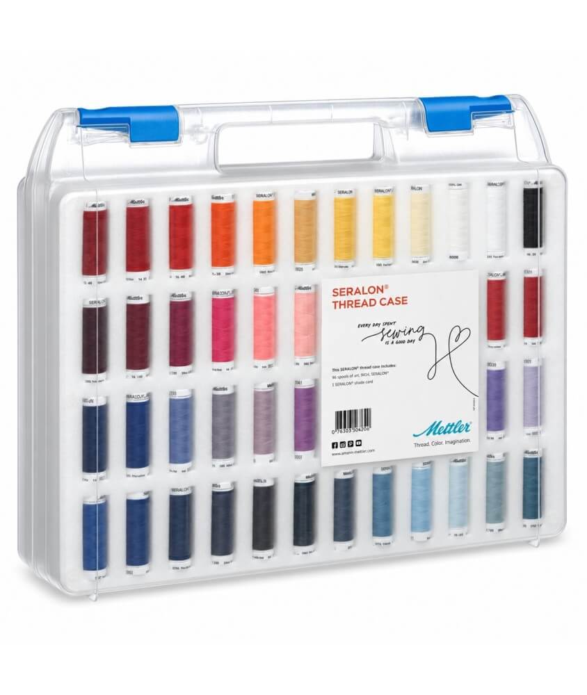 Coffret de 96 Fils à Coudre Seralon 200 m - Mettler - vue de face sur fond blanc