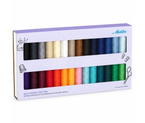 Coffret de 28 Fils Silk-Finish Coton n°50 150 m - Mettler - vue de face sur fond blanc