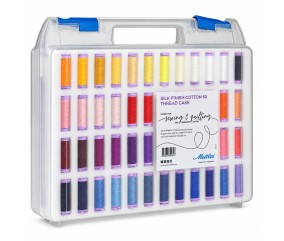 Coffret de 96 Fils Silk-Finish Coton n°50 150 m - Mettler - vue de face sur fond blanc
