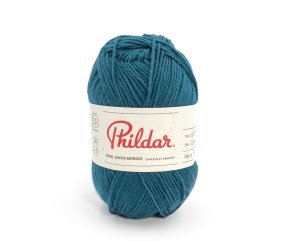 Phil Socks Merinos Phildar - coloris Paon - pelote sur fond blanc