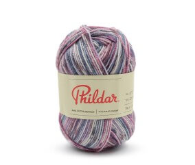 Phil Socks Merinos Phildar - coloris Imprimé Jacquard Rose - pelote sur fond blanc
