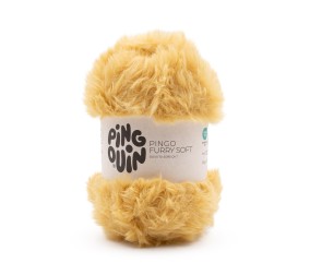 Pingo Furry Soft Pingouin - coloris MIEL - pelote sur fond blanc