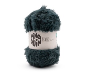 Pingo Furry Soft Pingouin - coloris Vert Sapin - pelote sur fond blanc