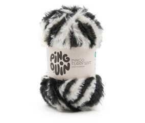 Pingo Furry Soft Pingouin - coloris Dalmatien - pelote sur fond blanc