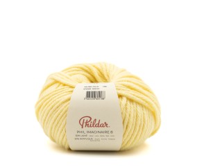 Phil Imaginaire 8 Phildar - coloris Jaune Pâle - pelote sur fond blanc