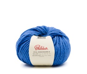 Phil Imaginaire 8 Phildar - coloris Bleu Persan - pelote sur fond blanc