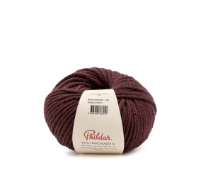 Phil Imaginaire 8 Phildar - coloris Brun Auburn - pelote sur fond blanc