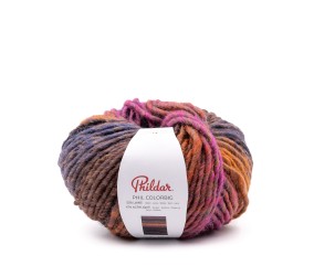 Phil Colorbig Phildar - coloris Prune - pelote sur fond blanc