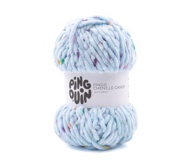 Pingo Chenille Candy Pingouin - coloris BLEU CIEL - pelote sur fond blanc