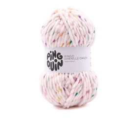 Pingo Chenille Candy Pingouin - coloris Rose Clair - pelote sur fond blanc