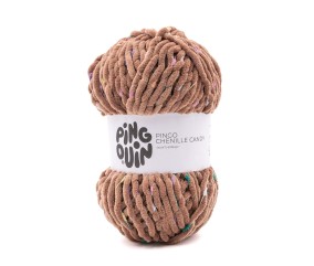 Pingo Chenille Candy Pingouin - coloris Caramel - pelote sur fond blanc