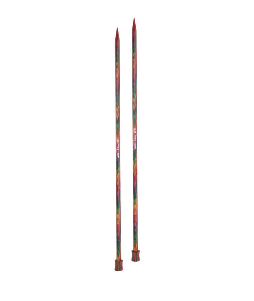 Aiguilles droites Symfonie 2 40 cm KnitPro - paire 8 mm en bois de bouleau