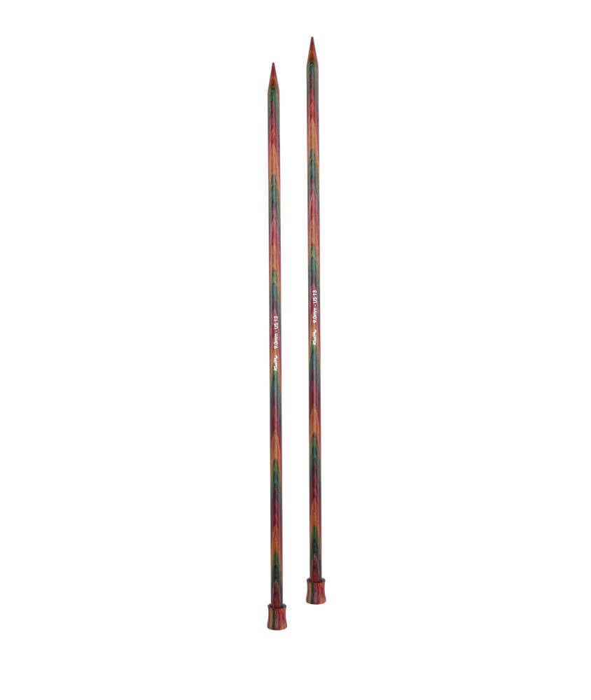 Aiguilles droites Symfonie 2 40 cm KnitPro - paire 9 mm en bois de bouleau