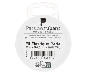 Fil élastique pour perles 0,6 mm Passion Rubans - bobine 25 m transparent