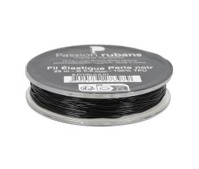 Fil élastique pour perles 0,6 mm Passion Rubans - bobine 25 m noir
