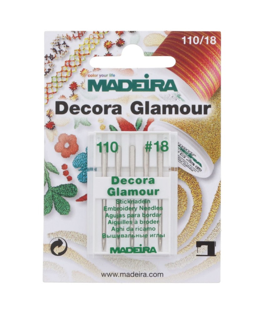 Aiguilles à broder Decora Glamour 110/18 Madeira - blister de 5 aiguilles