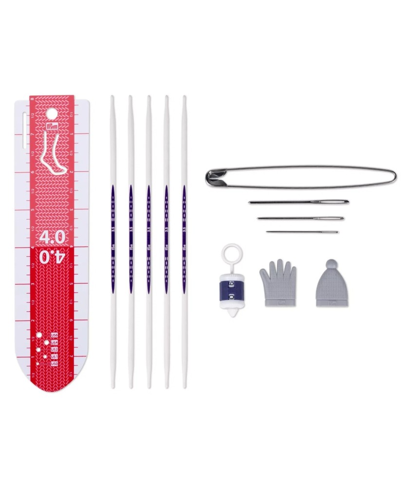 Kit débutant tricot de chaussettes aiguilles 3,5 mm Prym - vue produit sur fond blanc