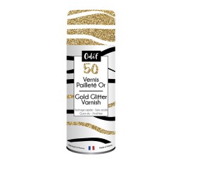 Vernis Pailleté Or 50 en Spray 125 mL Odif - aérosol de vernis à paillettes dorées