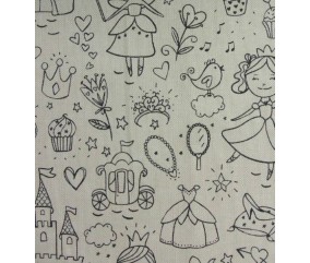 Tissu coton à colorier Cendrillon - 150 cm