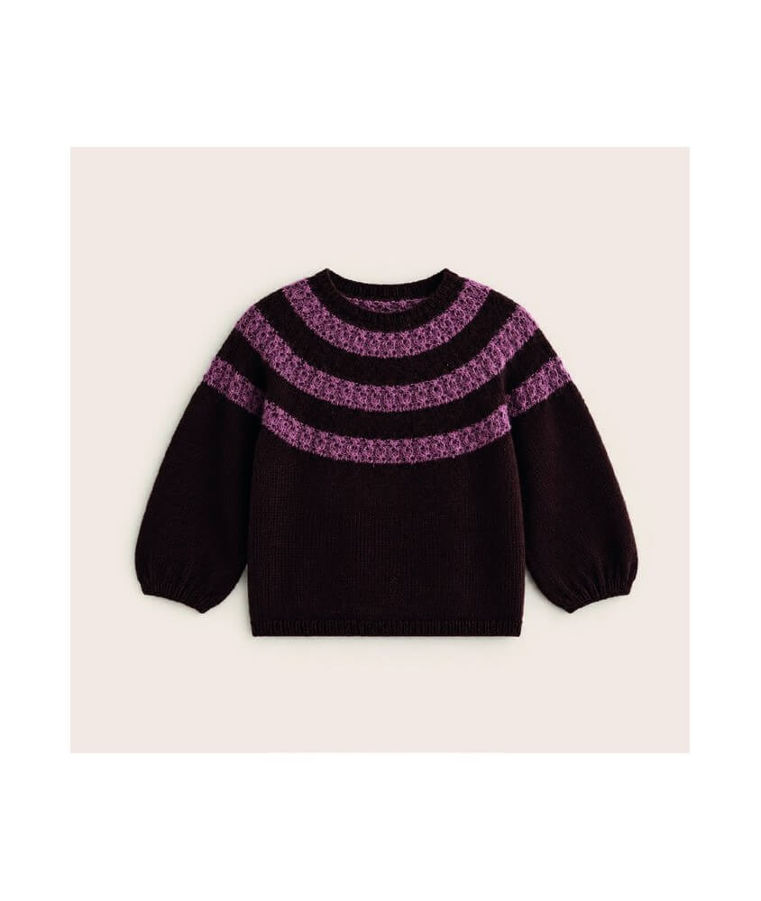 Pull Renata chocolat - Patron tricot Phildar - modèle fini à plat