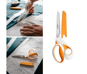 Ciseaux de tailleur RazorEdge Softgrip 23 cm Fiskars - en situation de coupe