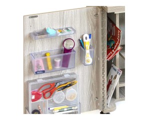 Meuble de couture Tailormade Duo Chêne gris - bacs de rangement dans les portes