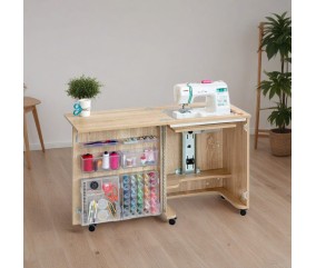 Meuble de couture Tailormade Compact Chêne - mise en situation dans un atelier de couture