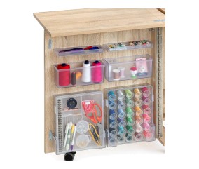 Meuble de couture Tailormade Compact Chêne - rangements dans la porte