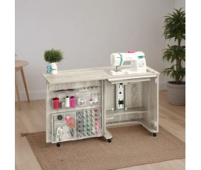 Meuble de couture Tailormade Compact Chêne gris - mise en situation dans un atelier de couture