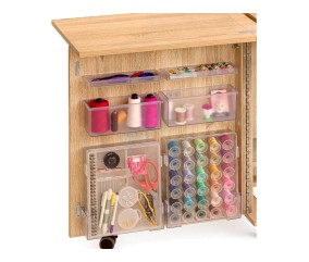 Meuble de couture Tailormade Compact Hêtre - rangements dans la porte