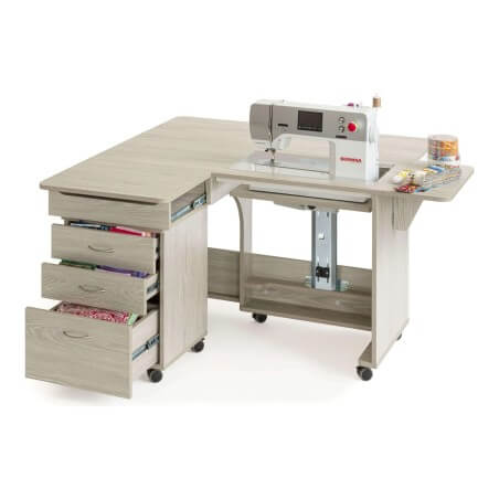Meuble de couture Tailormade Quilter's Dream Chêne gris ouvert en situation