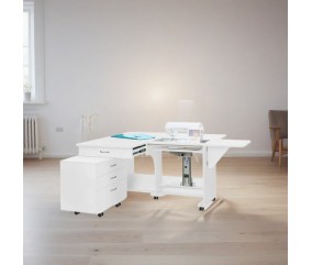 Meuble de couture Tailormade Quilter's Dream Blanc - mise en situation dans un atelier de couture