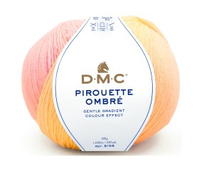 Fil Pirouette Ombré DMC - coloris 100 corail, rose, jaune - pelote