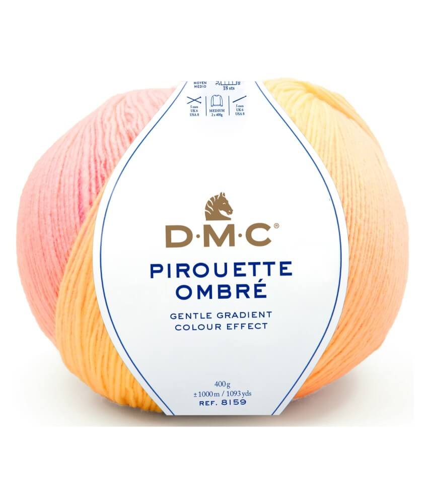 Fil Pirouette Ombré DMC - coloris 100 corail, rose, jaune - pelote