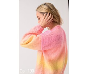 Fil Pirouette Ombré DMC - coloris 100 corail, rose, jaune - modèle tricoté
