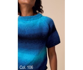 Fil Pirouette Ombré DMC - coloris 106 marine, bleu, turquoise - modèle tricoté