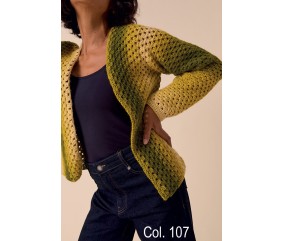 Fil Pirouette Ombré DMC - coloris 107 vert, olive, beige - modèle tricoté