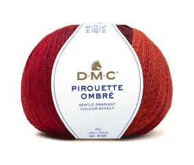 Fil Pirouette Ombré DMC - coloris 108 rouge foncé, rouge, orange - pelote