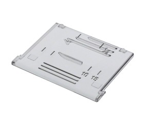 Plaque glissière Brother XF2404001 - couvercle de canette transparent sur fond blanc