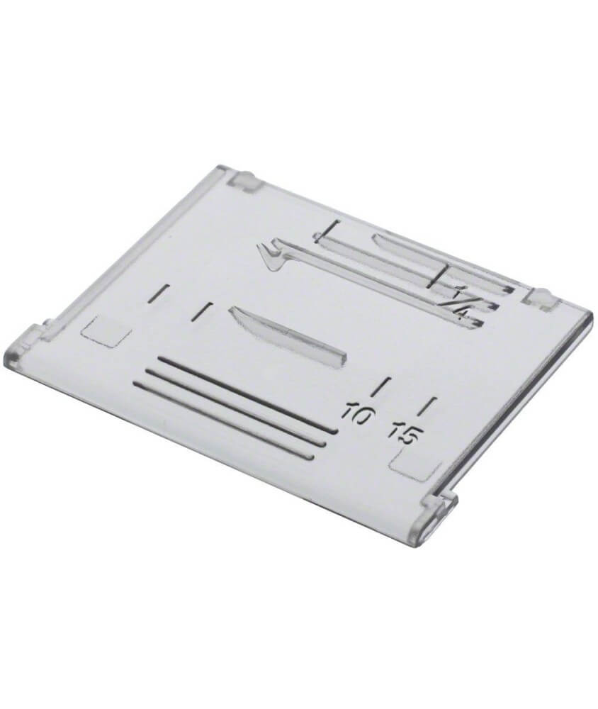 Plaque glissière Brother XF2404001 - couvercle de canette transparent sur fond blanc
