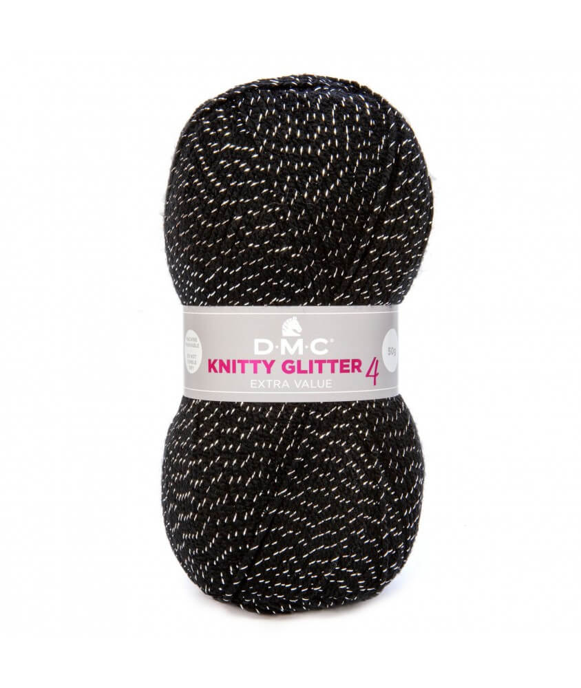 Pelote de laine brillante KNITTY 4 GLITTER - DMC 232 NOIR Pelote de laine brillante KNITTY 4 GLITTER - DMC 232 NOIR