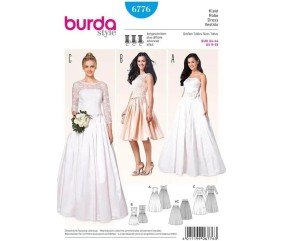 Patron Burda 6776 Robe de mariée et robe de soirée du 34 au 44
