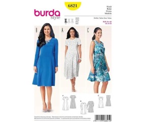 Patron Burda 6821 Robe du 34 au 46