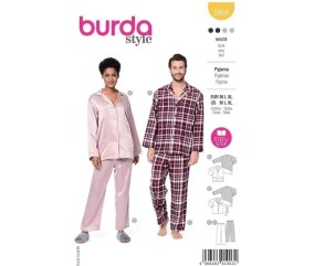 Patron Burda 5956 - Pyjama UNISEX classique et confortable pour elle et lui (M, L, XL)