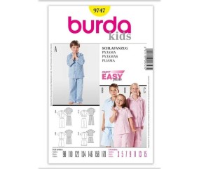 Patron Burda 9747 Kids Pyjama